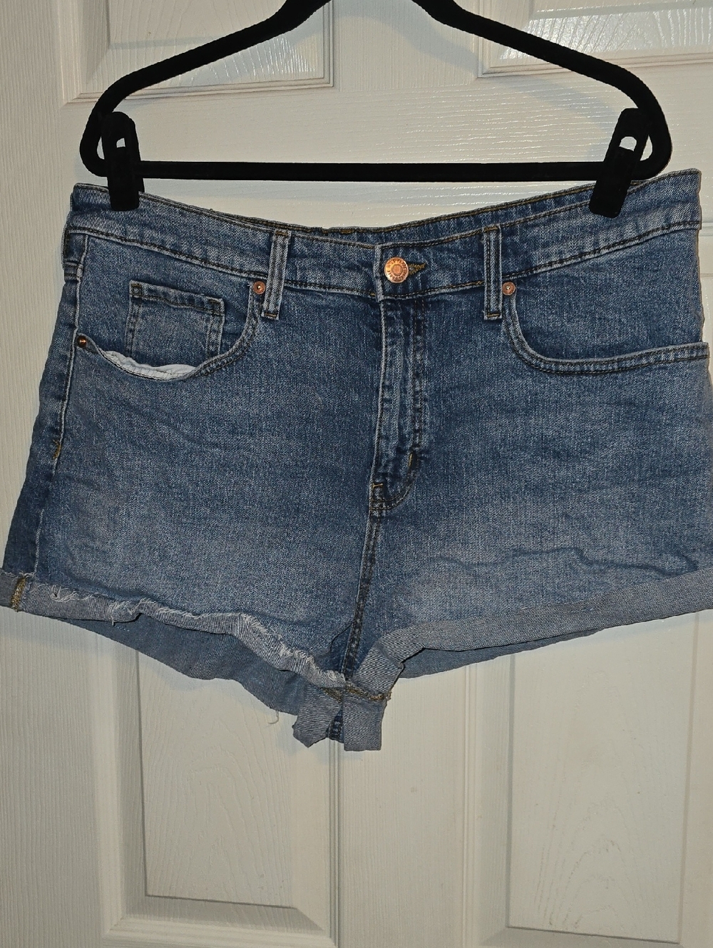 wild fable Blue Washed Rolled-Hem Denim Shorts